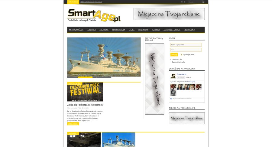 Portal SmartAge.pl na krótko przed uruchomieniem strony w październiku 2013 roku