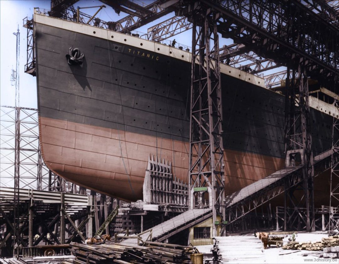 Dziób Titanica podczas budowy