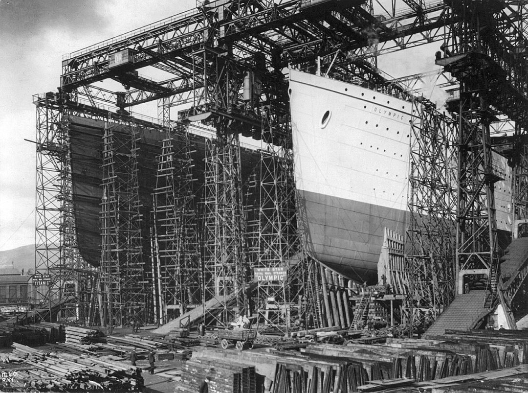 Titanic i Olympic podczas budowy