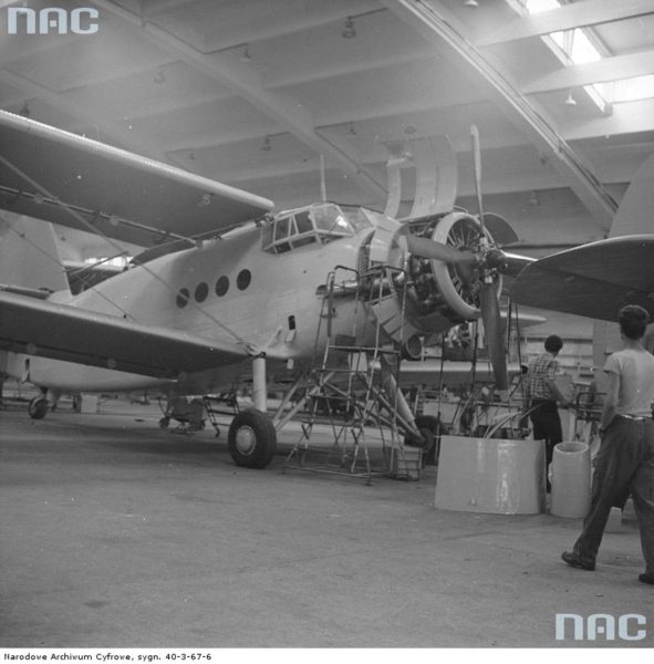 An-2 podczas produkcji w PZL Mielec (fot. NAC)