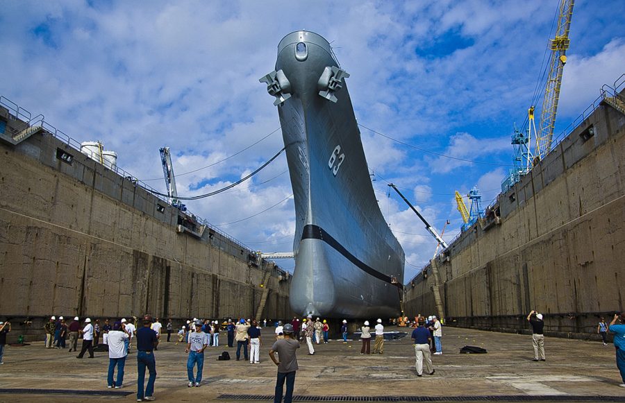 USS Missouri w suchym doku