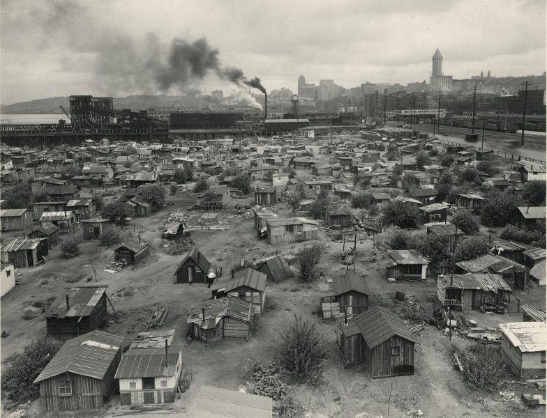 Hooverville - czyli slumsy na obrzeżach miast nazwane tak na cześć prezydenta Hoovera, który nie podjął żadnych kroków aby zapobiec kryzysowi w USA