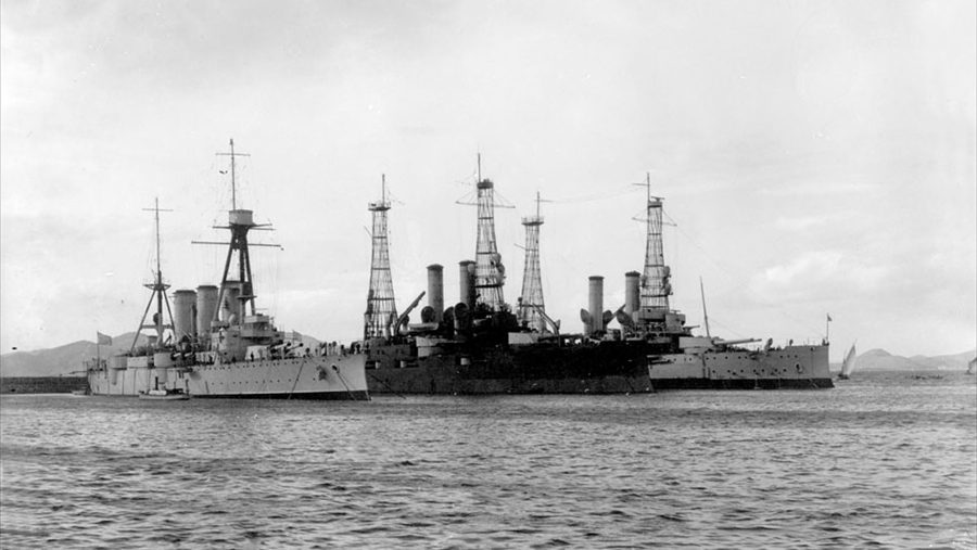 Cała potęga Greckiej floty przed I wojną światową - pancerniki Kilkis i Lemnos oraz krążownik pancerny Georgios Averof
