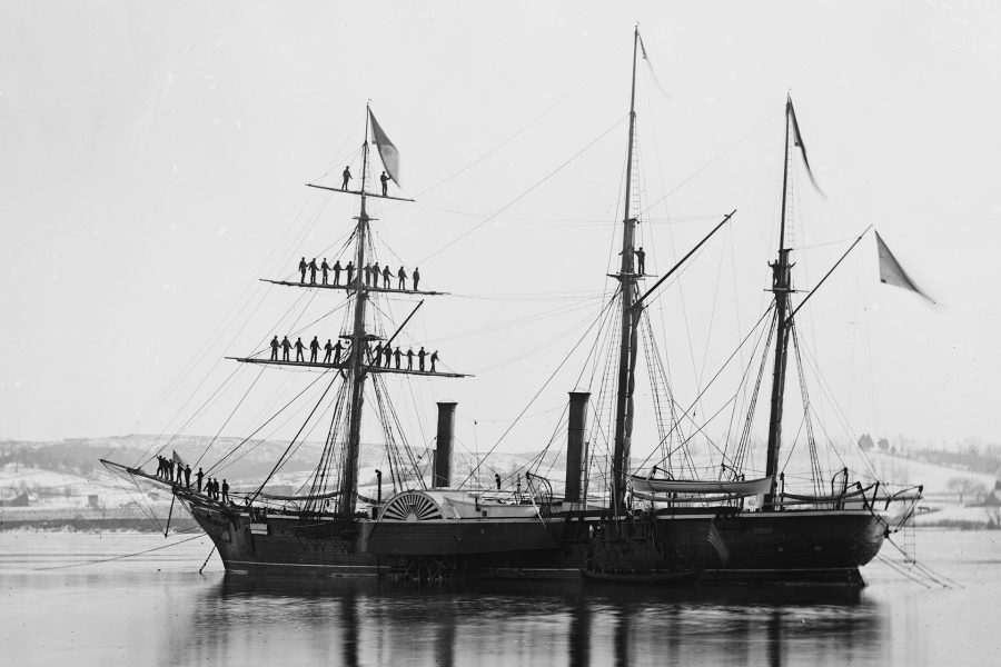 Brazylijska fregata bocznokołowa - zdjęcie z 1863 roku