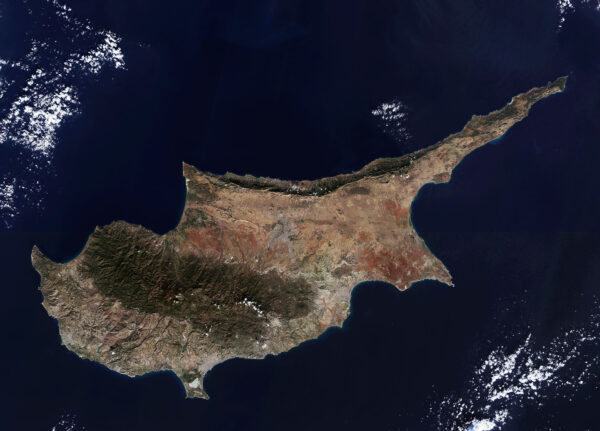 Zdjęcie satelitarne Cypru - wykonane 22 grudnia 2015 roku przez satelitę Sentinel-A2 (fot. ESA)