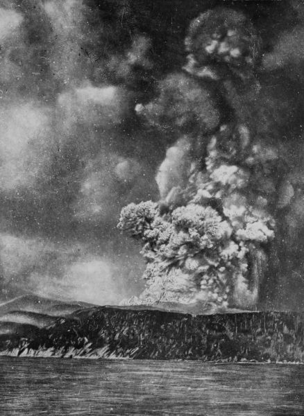 Zdjęcie opisywane jako przedstawiające erupcję wulkanu Krakatau w 1883 roku (fot. Universitet Leiden)