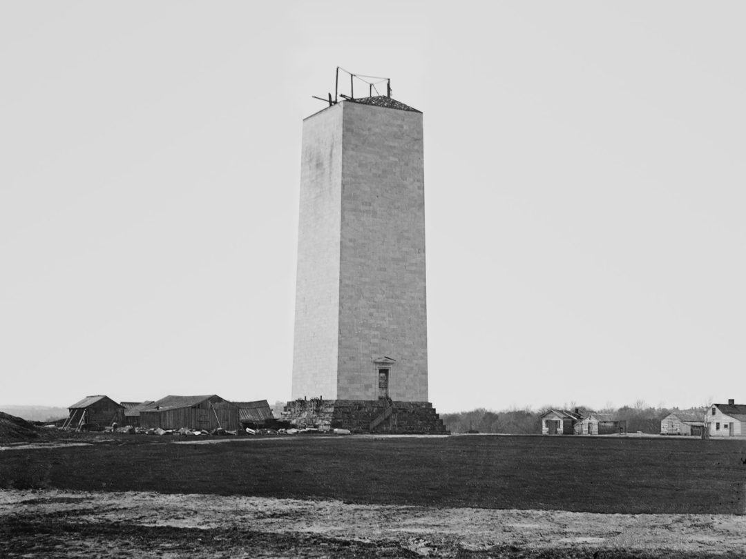 Washington Monument podczas budowy