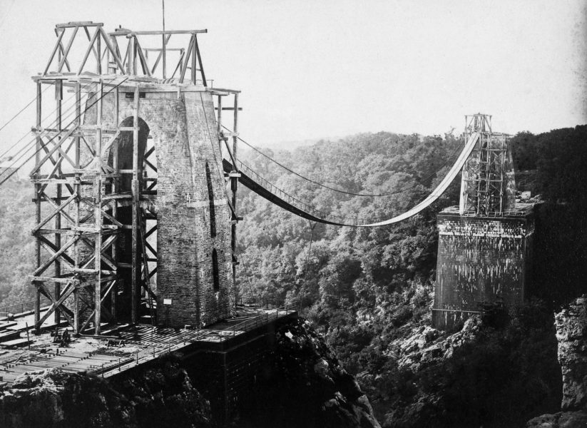Clifton Suspension Bridge podczas budowy